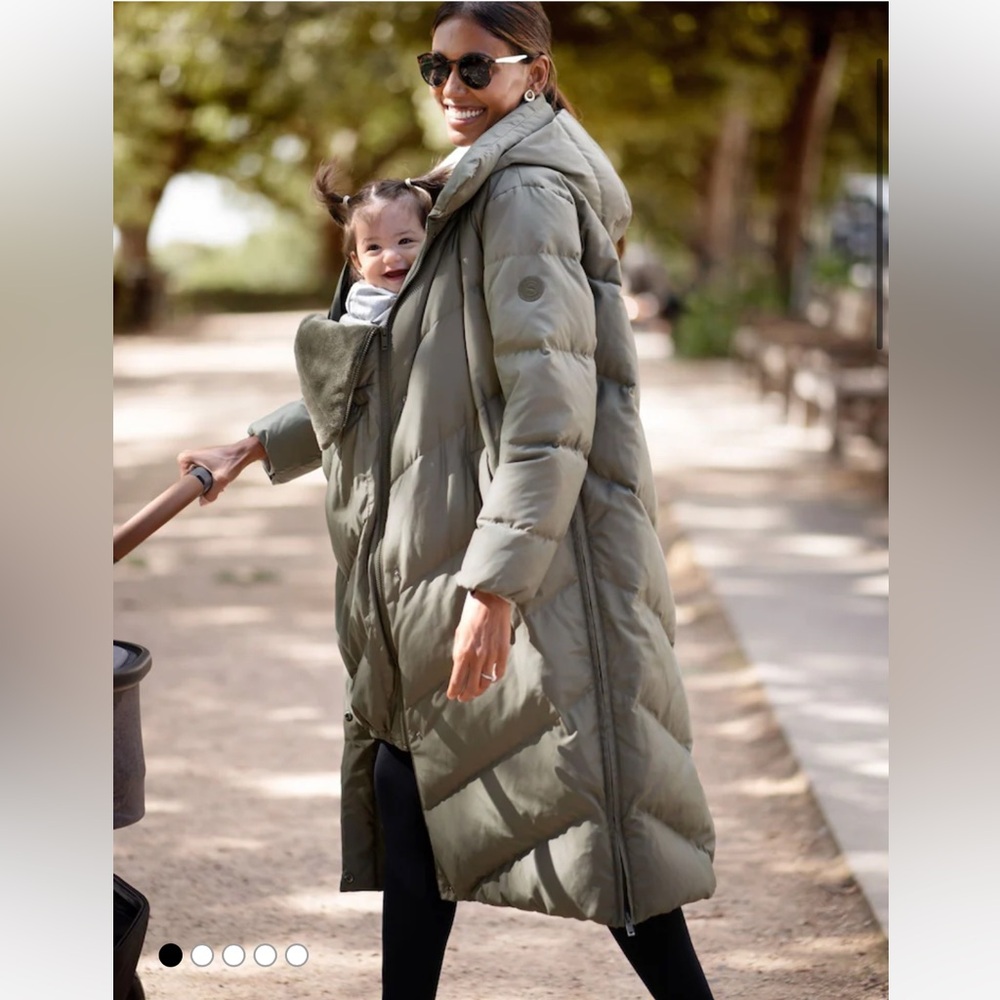 Seraphine Green 3-In-1 Long Chevron Puffer Maternity Coat